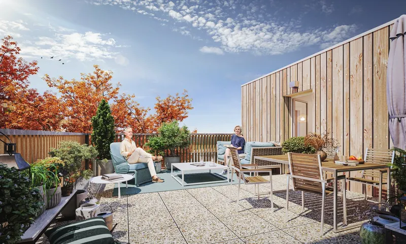Terrasse plein ciel avec bardage bois
