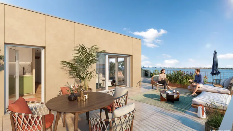 Terrasse en attique face à l'estuaire