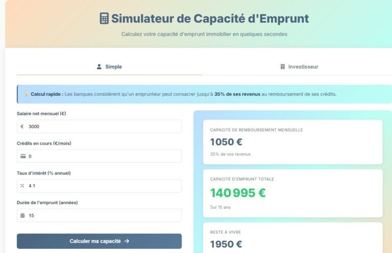 Calculez votre capacité d'emprunt immobilier en quelques secondes
