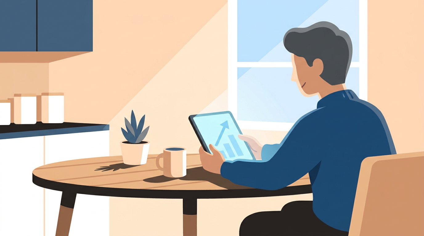 Personne consultant ses finances personnelles sur une tablette — Optimavi
