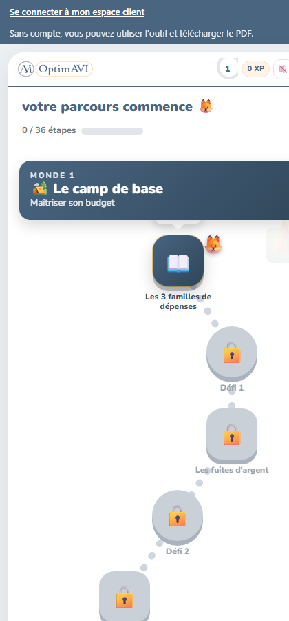 OPTIMAVI Quest sur téléphone : la carte du parcours
